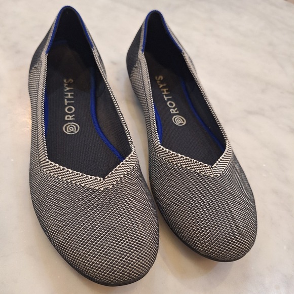 Rothy's Shoes - Rothy's Birdseye Round Toe Flats Sz 12 Black White Knit Ballet Shoes Washable